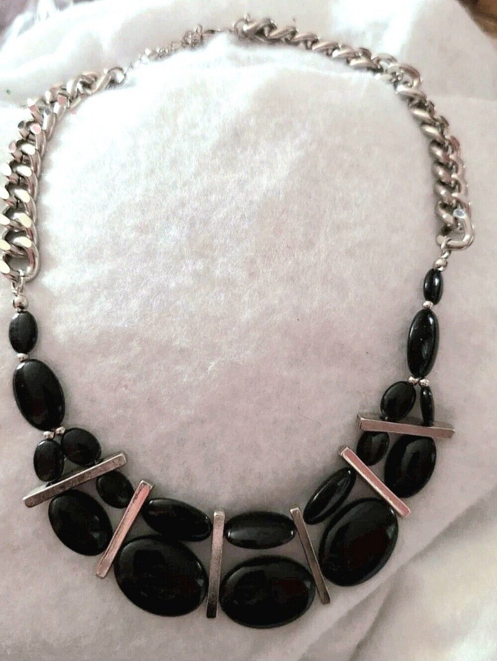 Charming Charlie Rhinestone & Silvertone statement adjustable length necklace